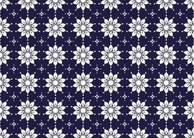Symbol white floral seamless pattern on a dark blue background vector