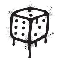 Spray Painted Graffiti Dice cube icon Sprayed isolated with a white background. vector