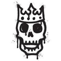 Spray Painted Graffiti skull in the crown icon Sprayed isolated with a white background. vector