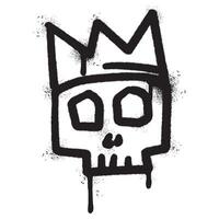 Spray Painted Graffiti skull in the crown icon Sprayed isolated with a white background. vector