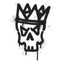 Spray Painted Graffiti skull in the crown icon Sprayed isolated with a white background. vector