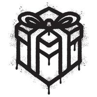 Spray Painted Graffiti Gift box icon Sprayed isolated with a white background. vector