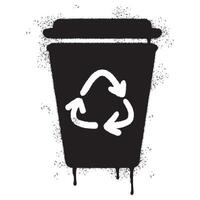 Spray Painted Graffiti trash can icon Sprayed isolated with a white background. vector