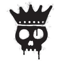 Spray Painted Graffiti skull in the crown icon Sprayed isolated with a white background. vector