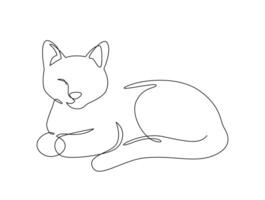 Continuous line drawing cat sit bread loaf position. Front view single linear decorative design concept. Cat in one line for logo, Advertising. design illustration. vector