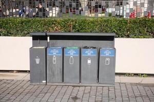 turkey istanbul 22 june 2023. recycling container near old bins photo