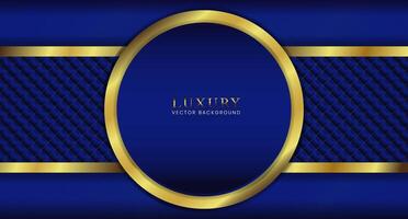 Blue luxury background with gold circular lines, as well as a luxury geometric background with copy space, are appropriate backgrounds for awards and certificates. vector