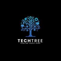 tecnología árbol logo modelo vector