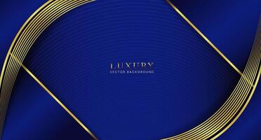 Abstract blue luxury background with golden line, premium template for certificates and awards. vector