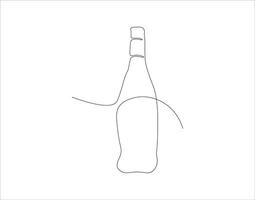 Continuous Line Drawing Of Wine Bottle. One Line Of A Bottle Of Wine. Wine Bottle Continuous Line Art. Editable Outline. vector