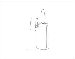 Continuous Line Drawing Of Lighter. One Line Of Lighter. Lighter Continuous Line Art. Editable Outline. vector