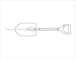 Continuous Line Drawing Of Shovel. One Line Of Shovel. Gardening Tool Continuous Line Art. Editable Outline. vector