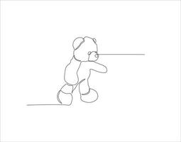 Continuous Line Drawing Of Teddy Bear. One Line Of Teddy Bear. Doll Continuous Line Art. Editable Outline. vector