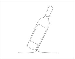 Continuous Line Drawing Of Wine Bottle. One Line Of A Bottle Of Wine. Wine Bottle Continuous Line Art. Editable Outline. vector