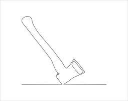 Continuous Line Drawing Of Axe. One Line Of Axe. Hatchet Continuous Line Art. Editable Outline. vector