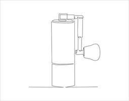 Continuous Line Drawing Of Manual Coffee Grinder. One Line Of Coffee Grinder. Grinder Continuous Line Art. Editable Outline. vector