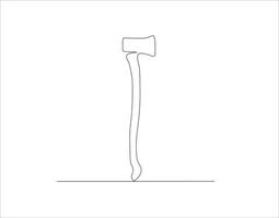 Continuous Line Drawing Of Axe. One Line Of Axe. Hatchet Continuous Line Art. Editable Outline. vector