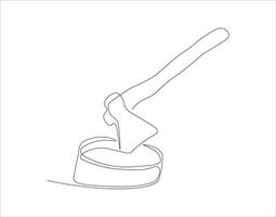 Continuous Line Drawing Of Axe. One Line Of Axe. Hatchet Continuous Line Art. Editable Outline. vector