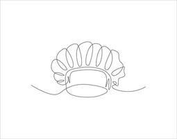 Continuous Line Drawing Of Chef Hat. One Line Of Chef Hat. Chef Hat Continuous Line Art. Editable Outline. vector