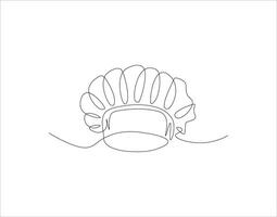 Continuous Line Drawing Of Chef Hat. One Line Of Chef Hat. Chef Hat Continuous Line Art. Editable Outline. vector