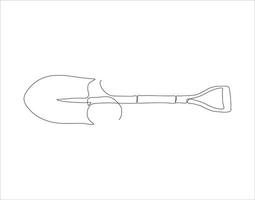 Continuous Line Drawing Of Shovel. One Line Of Shovel. Gardening Tool Continuous Line Art. Editable Outline. vector