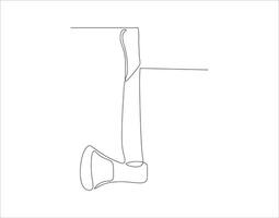 Continuous Line Drawing Of Axe. One Line Of Axe. Hatchet Continuous Line Art. Editable Outline. vector