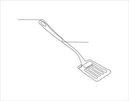 Continuous Line Drawing Of Spatula. One Line Of Spatula. Kitchen Tool Continuous Line Art. Editable Outline. vector