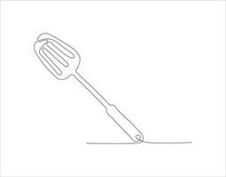 Continuous Line Drawing Of Spatula. One Line Of Spatula. Kitchen Tool Continuous Line Art. Editable Outline. vector