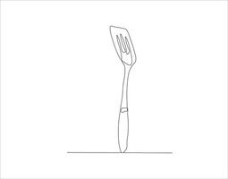 Continuous Line Drawing Of Spatula. One Line Of Spatula. Kitchen Tool Continuous Line Art. Editable Outline. vector