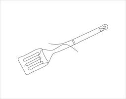 Continuous Line Drawing Of Spatula. One Line Of Spatula. Kitchen Tool Continuous Line Art. Editable Outline. vector