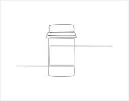 Continuous Line Drawing Of Medicine Bottle. One Line Of Jar Of Pills. Medicine Set Continuous Line Art. Editable Outline. vector