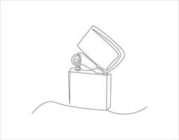 Continuous Line Drawing Of Lighter. One Line Of Lighter. Lighter Continuous Line Art. Editable Outline. vector