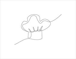 Continuous Line Drawing Of Chef Hat. One Line Of Chef Hat. Chef Hat Continuous Line Art. Editable Outline. vector