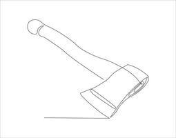 Continuous Line Drawing Of Axe. One Line Of Axe. Hatchet Continuous Line Art. Editable Outline. vector