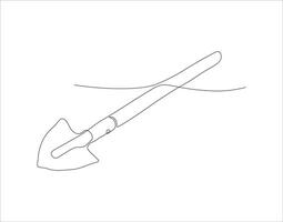 Continuous Line Drawing Of Shovel. One Line Of Shovel. Gardening Tool Continuous Line Art. Editable Outline. vector