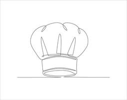 Continuous Line Drawing Of Chef Hat. One Line Of Chef Hat. Chef Hat Continuous Line Art. Editable Outline. vector