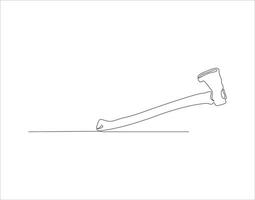 Continuous Line Drawing Of Axe. One Line Of Axe. Hatchet Continuous Line Art. Editable Outline. vector