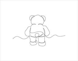 Continuous Line Drawing Of Teddy Bear. One Line Of Teddy Bear. Doll Continuous Line Art. Editable Outline. vector