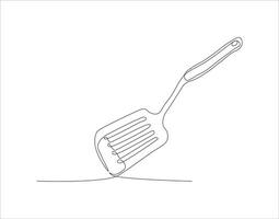 Continuous Line Drawing Of Spatula. One Line Of Spatula. Kitchen Tool Continuous Line Art. Editable Outline. vector