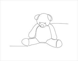 Continuous Line Drawing Of Teddy Bear. One Line Of Teddy Bear. Doll Continuous Line Art. Editable Outline. vector