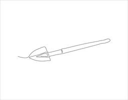 Continuous Line Drawing Of Shovel. One Line Of Shovel. Gardening Tool Continuous Line Art. Editable Outline. vector