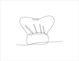 Continuous Line Drawing Of Chef Hat. One Line Of Chef Hat. Chef Hat Continuous Line Art. Editable Outline. vector