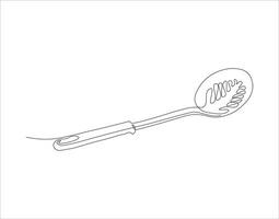 Continuous Line Drawing Of Spatula. One Line Of Spatula. Kitchen Tool Continuous Line Art. Editable Outline. vector