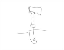 Continuous Line Drawing Of Axe. One Line Of Axe. Hatchet Continuous Line Art. Editable Outline. vector