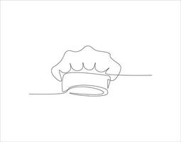 Continuous Line Drawing Of Chef Hat. One Line Of Chef Hat. Chef Hat Continuous Line Art. Editable Outline. vector