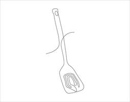 Continuous Line Drawing Of Spatula. One Line Of Spatula. Kitchen Tool Continuous Line Art. Editable Outline. vector