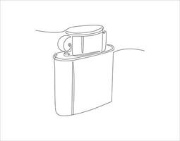 Continuous Line Drawing Of Lighter. One Line Of Lighter. Lighter Continuous Line Art. Editable Outline. vector