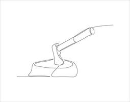 Continuous Line Drawing Of Axe. One Line Of Axe. Hatchet Continuous Line Art. Editable Outline. vector