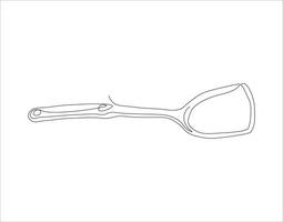 Continuous Line Drawing Of Spatula. One Line Of Spatula. Kitchen Tool Continuous Line Art. Editable Outline. vector