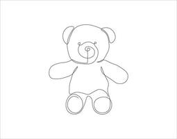 Continuous Line Drawing Of Teddy Bear. One Line Of Teddy Bear. Doll Continuous Line Art. Editable Outline. vector